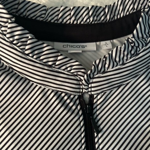 Chicos quarter zip spandex golf shirt with ruffle neckline - Picture 2 of 8